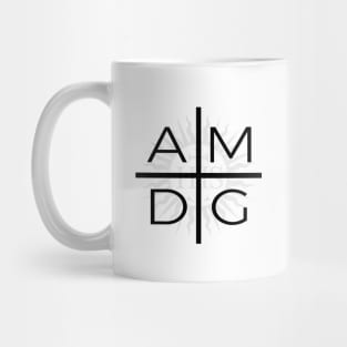 Ad Majorem Dei Gloriam Jesuit Cross with Sun in Black Mug